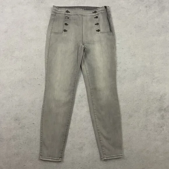 White House Black Market Jeans Womens Size 6S Gray Skinny Ankle Side Zip Stretch - Picture 5 of 12